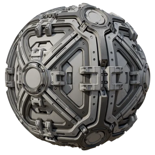 2K PBR Sci-Fi Panel Material for Blender and Substance Designer with intricate tech details.