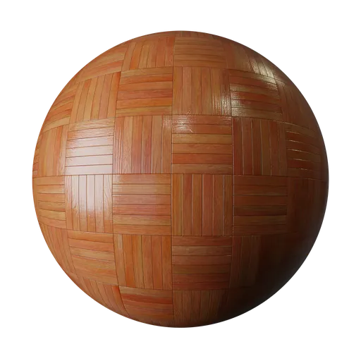 High-quality seamless wooden parquet texture for 3D Blender PBR material rendering.