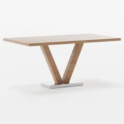 "Wooden table with metal base and triangular elements made with Quixel Megascans. Perfect for furnishing homes, offices, restaurants and public places. Created in Blender 3D."