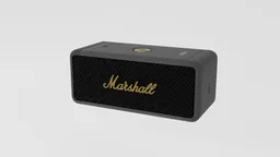 Highly detailed black portable speaker 3D model with a distinctive textured front, suitable for Blender renderings.