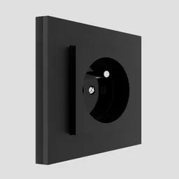 Detailed 3D render of a black electrical socket for Blender modeling and architectural visuals.