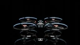 Detailed 3D sci-fi drone model on reflective surface for Blender, ideal for creative VR, game, and film design.