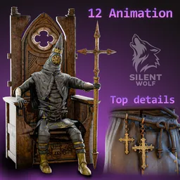 Religious warrior Rigged Animated