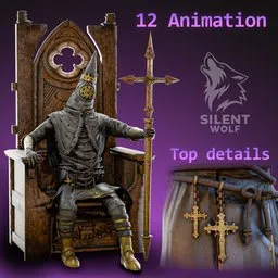 Religious warrior-Rigged-Animated