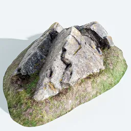 Detailed 3D scanned Cambrian rock model suitable for Blender rendering, optimized for low-poly landscape simulations.