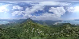 Green tree mountain cloud bluesky