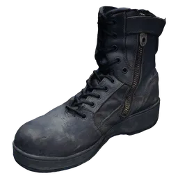 High-detail tactical boot 3D model with realistic textures suitable for Blender rendering and animation.