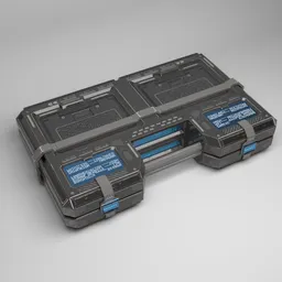 Detailed 3D model of futuristic medical carry case rendered in Blender with intricate design elements.