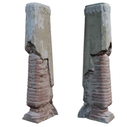 Detailed 3D scanned broken pillar model with realistic textures, suitable for Blender rendering projects.