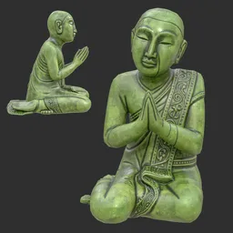 Antique Burmese Monk Statue 1 Jade