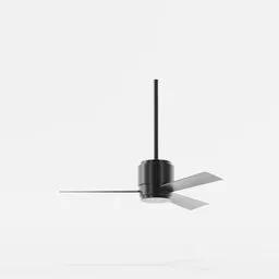 Minimalist black 3D ceiling fan model, optimized for Blender, suitable for contemporary interiors.