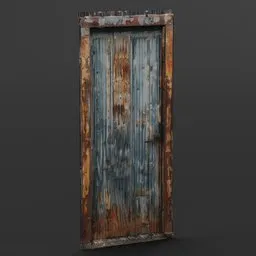 Highly detailed Blender 3D model featuring a rusted metal door with realistic textures and weathering effects.