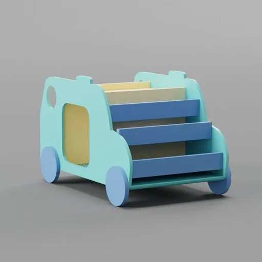 Colorful stylized 3D bookshelf model rendered in Blender, suitable for digital decoration and interior design visualization.