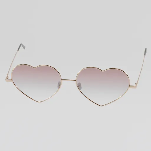 3D model of trendy heart-shaped sunglasses, suitable for Blender 3D renderings, with reflective lenses.