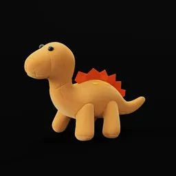 "Blender 3D model: Baby Stuffed Toy Dinosaur with a red tail, awarded on cgsociety. A cute and adorable creature with subatomic electrons, perfect for toy room visualization. Get this amazing 3D model for Blender 3D and enhance your projects with this lovable dinosaur."