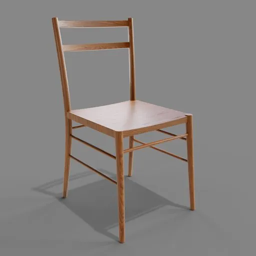 Classic wooden chair 3D model with elegant design, ideal for interior rendering, created in Blender.