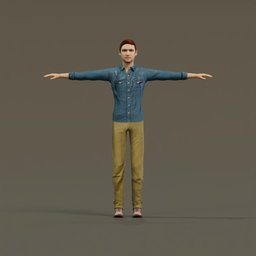 Man Casual T-Pose Rigged