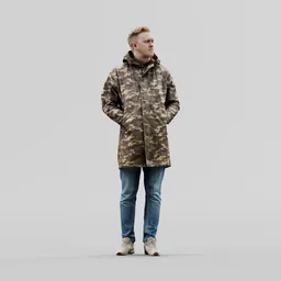 Guy in a camouflage coat