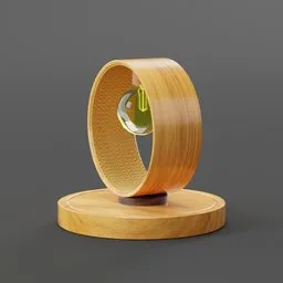 Sophisticated wooden 3D-rendered Blender lamp model with circular design and detailed texturing for visualization.