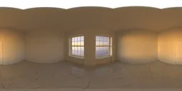 360-degree HDR panorama featuring a sunlit, modern bathroom with marble floors for scene lighting.