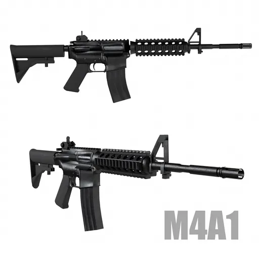 Detailed M4A1 3D representation with textures, perfect for Blender animation or scene integration.