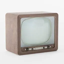 Detailed 3D model of retro-style wooden television, ideal for Blender rendering and vintage video scene designs.