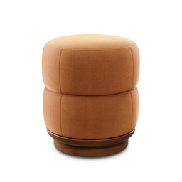 High-quality 3D model of round plush Pica Ottoman with firm padding on wood base rendered in Blender.