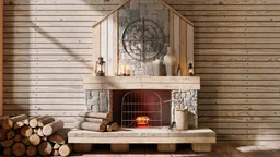 Rustic fireplace