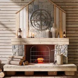 Rustic fireplace