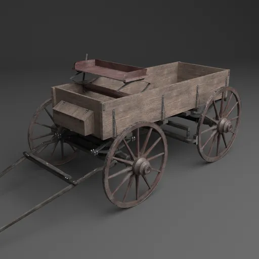 Detailed 3D model of a vintage supply wagon, reminiscent of 1800s western films, compatible with Blender.