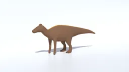 Brown low-poly 3D Edmontosaurus model with separate eye object, optimized for Blender renderings.