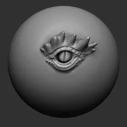 Detailed dragon eye cavity sculpt brush for Blender 3D, ideal for creating intricate reptilian textures and features.