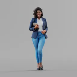 Black woman suit tablet