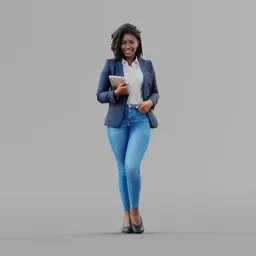 Black woman suit tablet