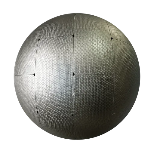 Realistic metal panel PBR texture for 3D rendering in Blender and other software, with seamless design for industrial aesthetics.