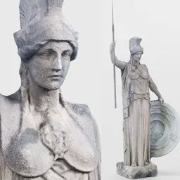 Athena Sculpture Spear Shield