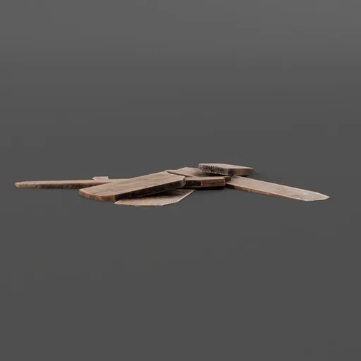 Realistic 3D wooden planks prop for carpentry-themed renderings in Blender.