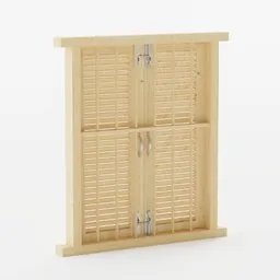 "Khmer Oldschool Window - 90's style wooden cabinet with shutters and laundry hanging, designed for Blender 3D. Ideal for creating realistic interior scenes and architectural visualizations. Get this high-quality 3D model from BlenderKit for your next project."