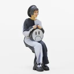 Black and white girl sitting