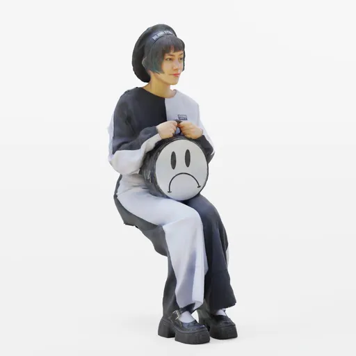 Black and white girl sitting