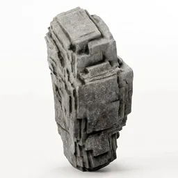 Detailed 3D model render of a textured, realistic jagged rock for environment design, compatible with Blender.