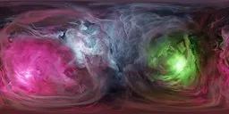 12K abstract nebula HDR with vivid pink and green clouds for scene lighting.