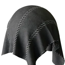 Black Seam Hemming Stitch Suede