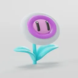 Bright 3D modeled flower with a happy face, inspired by Super Mario, perfect for Blender 3D artists and enthusiasts.