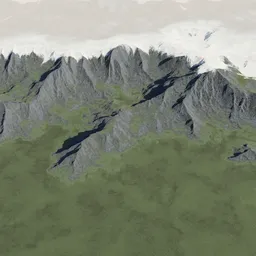 Detailed 3D mountain terrain model showcasing realistic textures, suitable for Blender rendering.