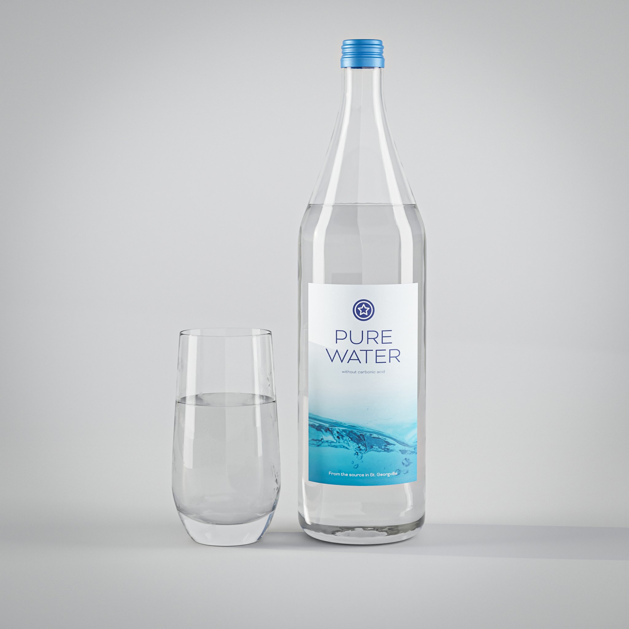 Water bottle with glass | 3D Beverage models | BlenderKit