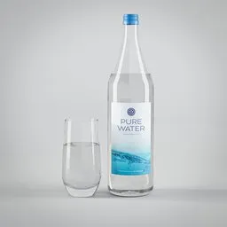 Water bottle with glass
