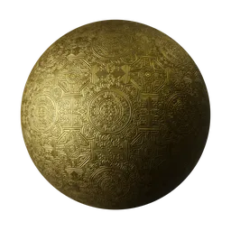 Gold Aztec Sun Engraved