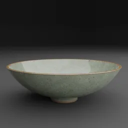 Detailed 3D ceramic bowl model with textured crackle glaze finish suitable for Blender rendering.