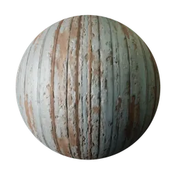 High-resolution PBR texture of weathered corrugated metal with blue paint and rust, ideal for 3D modeling in Blender.